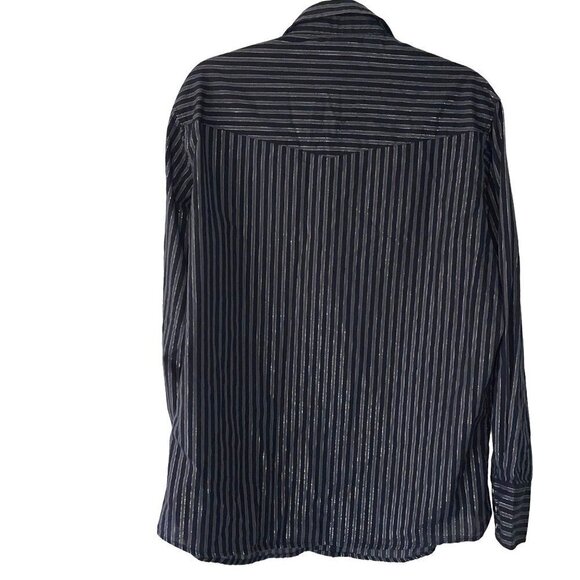 Wrangler Western Shirts Snap Front Shirt Mens Large L Vintage Metallic Black - Picture 2 of 10